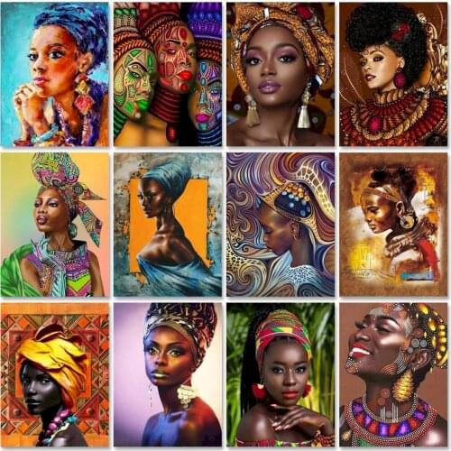 RUOPOTY Paint By Number African Woman Drawing On Canvas Oil Painting By Numbers For Adults Portrait Handpainted Unique Gifts