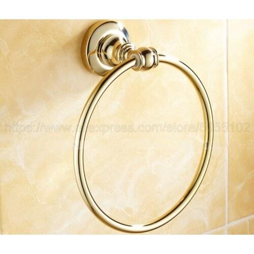 Gold Color Brass ring wall mount towel ring bathroom accessories bath towel holder bathroom hardware zba104