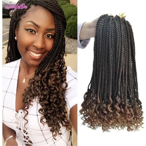 LUOYUDU 18 Inches Crochet Hair Senegalese Twist Curly Ends Synthetic Braiding Hair 30 Strands Organic Hair Extensions For Women