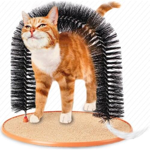 Comfortable Arch Cats Massager Pet Cat Itching Grooming Supplies Round Fleece Base Kitten Toy Scratching Device Brush for Pets