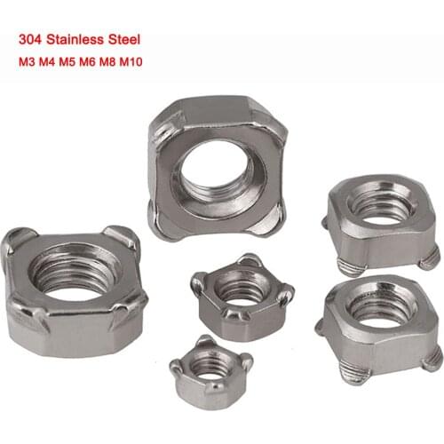 304 Stainless Steel Metric Quad Welding Nuts Four-corner Spot Welding Nut Square Weld Nuts M3 M4 M5 M6 M8 M10