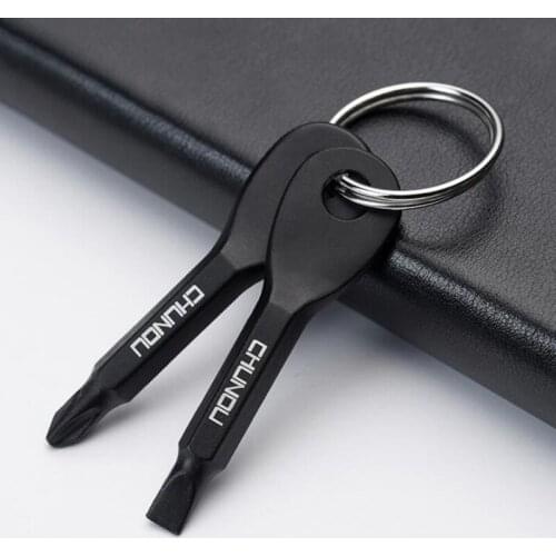 1 Set Stainless Steel Mini EDC Multifunction Screwdriver Key Shape Slotted Screwdrivers Keychain Pocket Repair Tool