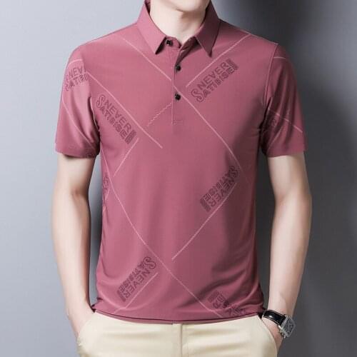 Mens Short Sleeve Mens Polo Shirt European and American Wrinkle Proof T-shirt Business Casual Shirt Outdoor Fashion Korean