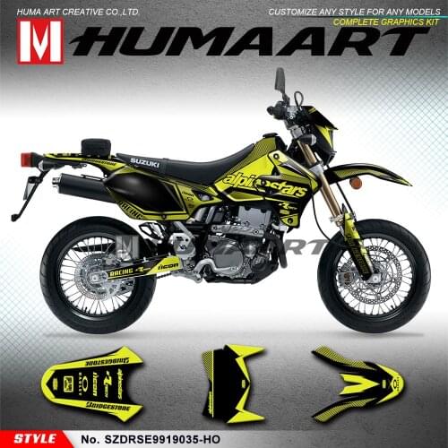 HUMAART Personalized Stickers Dirt Bike Décor Kit for DRZ400SM 1999 2000 2001 2002 2003 2004 to 2019, Yellow