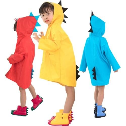 VILEAD Cute Dinosaur Polyester Baby Raincoat Outdoor Waterproof Rain Coat Children Impermeable Poncho Boy Girl Rain Jacket Gift