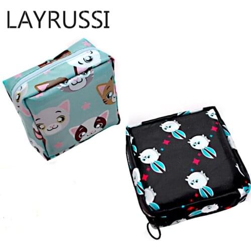 LAYRUSSI New Cartoon Sanitary Napkin Bag Portable Storage Bag Lovely Animal Lipstick Cosmetic Bag Key Card Candy Coin Purse