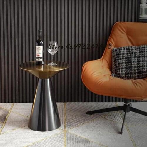 New Stainless Steel Wire Drawing Small Tea Table Modern Simple Small House Type Light Luxury Corner Model Room Living Room Sofa