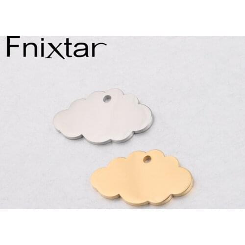 Fnixtar Cloud Charm Stainless Steel Mirror Polished Charm For Necklace DIY Women Handmade Jewelry Making15*25mm 20piece/lot