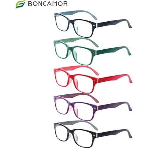 Boncamor Reading Glasses 5 Pairs Men and Women Readers Flexible Spring Hinge Glasses for Reading