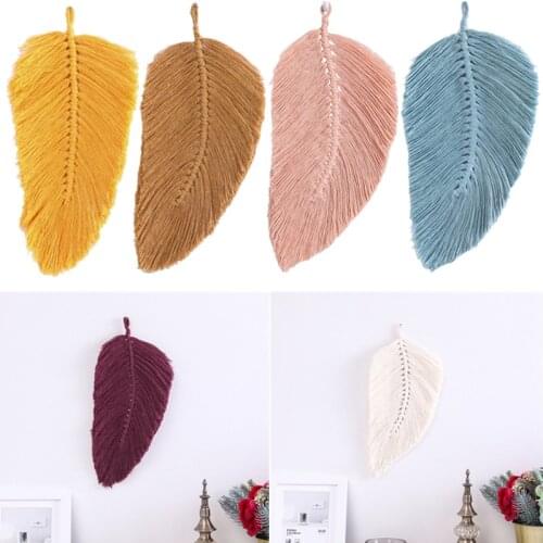 OOTDTY Handmade Tassels Macrame Leaves Tapestry Nordic Style Tapestry Wall Hanging Toys Kids Room Decor Home Nursery Boho Decor