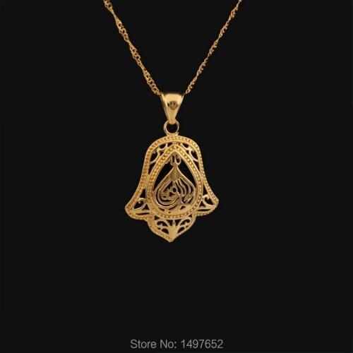 Wholesale Fashion Jewelry / Gold Color Allah Pendant& Necklace Islamic Women/Men Fashion Gift Free Shipping