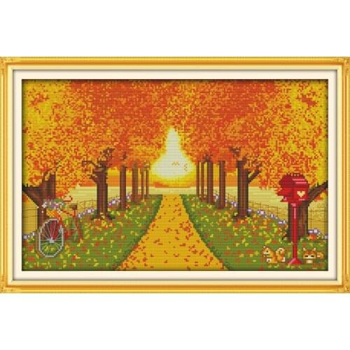 Autumn scenery(1) cross stitch kit 14ct 11ct count printed canvas stitching embroidery DIY handmade needlework