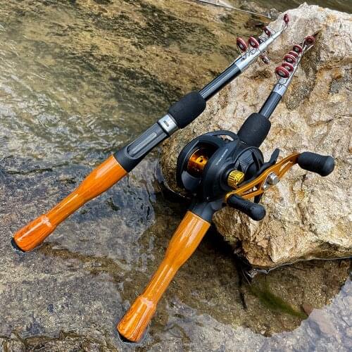 GHOTDA 1.3M 1.6M 1.8M Fishing Rod With Reel Casting/Spinning Rod and Bait Casting Reel Set Carbon Lure Fishing Rod