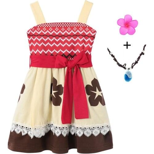 YOFEEL Princess Dress Moana for Girl Kids Summer Cotton Clothes Child Sundress Halloween Party Birthday Cartoon Cosplay Costmes