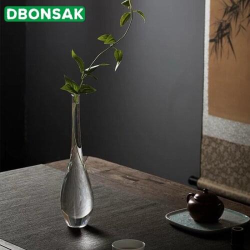 Zen Glass Vase Jade Bottle Guanyin Bottle Transparent Flower Vase Flower Arrangement Hydroponic Vase Tea Table Home Decorative