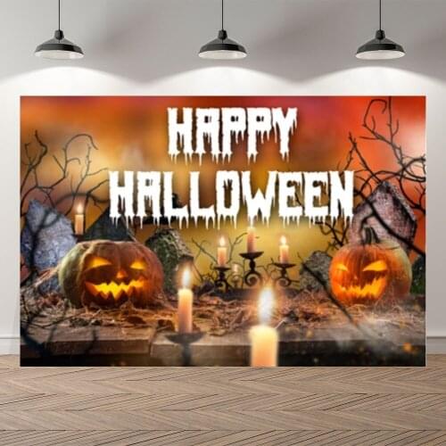 Seekpro Halloween Spooky Night Party Candle Pumpkin Photography Baby Background Photographic Backdrop For Photo Studio Shoot