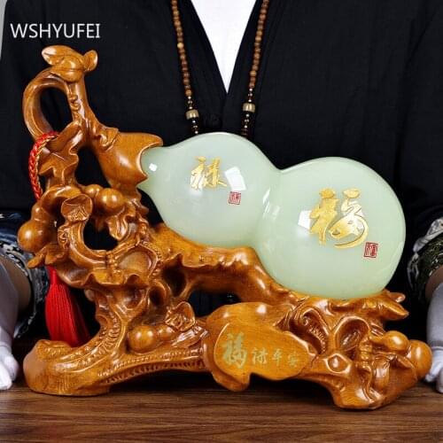 Traditional Gourd Sculpture Home Decor Living Room Wine Cabinet Feng Shui Ornaments Office Desktop Lucky Decoration Accessories