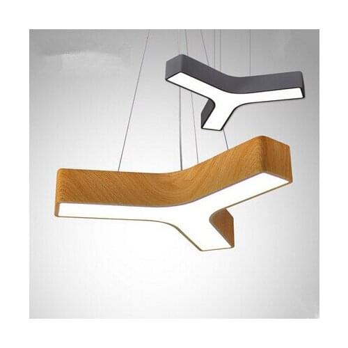 Triangle Acrylic Modern Creative LED Pendant Lights Imitation Wood Hanging Lamp For Bar Home Lighting Suspension Luminaire