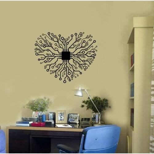 Chip Heart Vinyl Wall Decal Computer Art Geek Room Decor Stickers Mural A4-037