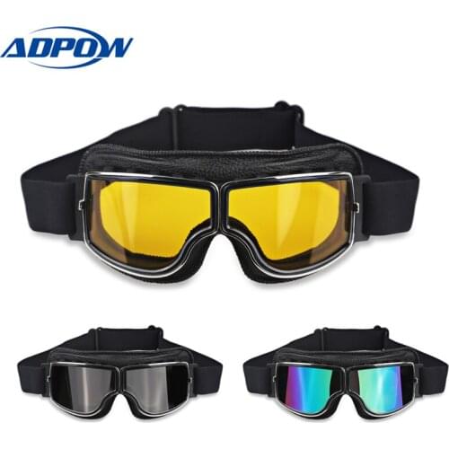 Vintage Universal Foldable Silver Frame Goggles Motorcycle Glasses Helmet Goggle Motorbike Sunglasses