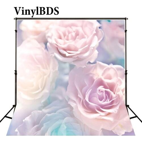VinylBDS Pink Flower Wall Backdrop Outdoor Wedding Photography Backdrops Spring Photography Backdrops Large Size Seamless Photo