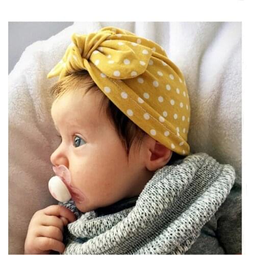 High Quality New Style Baby Caps Cotton Dot Pattern Knitted Head Hats Kids Bow Tie India Beanies Children Caps Sombrero Hoed