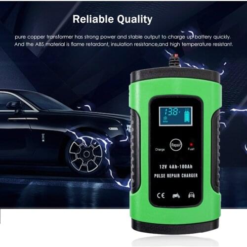 12V 6A Car Battery Charger Smart Fast Power Charging Pulse Repair Charger Full Automatic Battery Maintainer Wet Dry Lead Acid