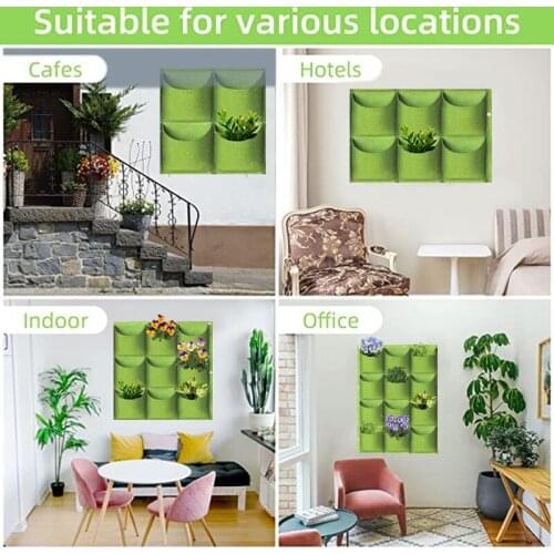Green Grow Bag Vertical Cross Wall Mounted Hanging Planting Growing Pot Pocket Garden Flowers Bag Home Balcony Planting