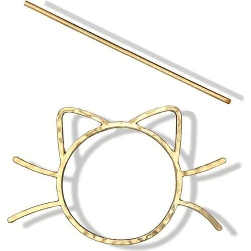 Ladies Geometric Meow Cat Pierced Hair Clip Cute Metallic Slide Comb Hairpin Shawl Pin Brooch Styling Ponytail Holder Bun Maker