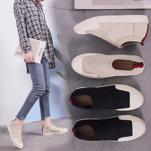 OLOMM elastic stockings womens shoes 2019 spring new casual mesh breathable flat shoes wild single shoes LL-13