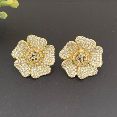 Lanyika Fashion Jewelry Elegant Camellia Micro Plated Earrings For Women Wedding Banquet Daily Popular Best Gifts