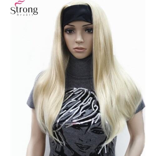 StrongBeauty Headband wigs Women Synthetic Capless Long Straight Hair Blonde/Black Natural Wigs