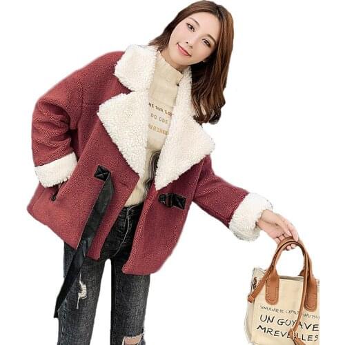 Faux Fur Coat Women 2021 Autumn Winter New Fashion Loose Short Casual Lace-up Outerwear Particle Velvet Jacket Female LR1358