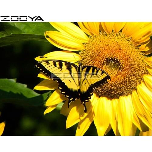 ZOOYA Diamond Embroidery 5D DIY Diamond Painting Wall Sticker Pictures Of Rhinestone Cross-Stitch Kits Sunflower Butterfly R1654