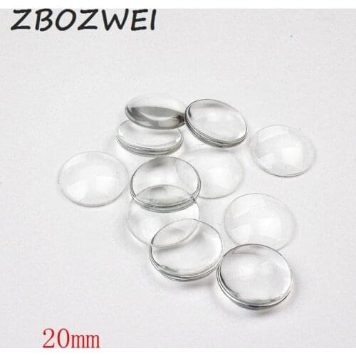 10pcs/lot 20mm Round Flat Back Clear Glass Cabochon, High Quality, Lose Money Promotion