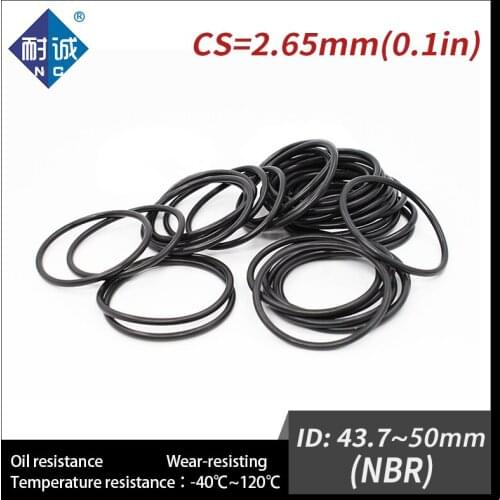 10PCS/lot Rubber Black NBR CS2.65mm ID43.7/45/46.2/47.5/48.7/50mm O Ring Gasket Oil resistant waterproof