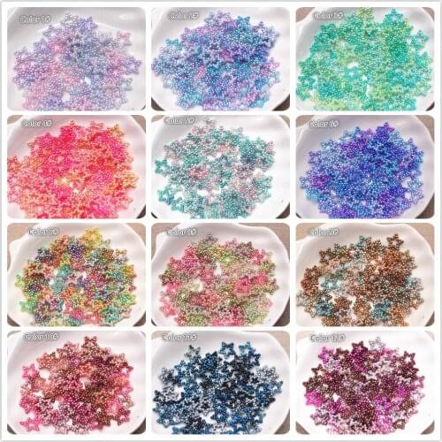 100PCS 12mm Unicorn Color ABS Pearl Star Shape Cabochons Scrapbooking Supplies Party Decoration Confetti DIY Craft