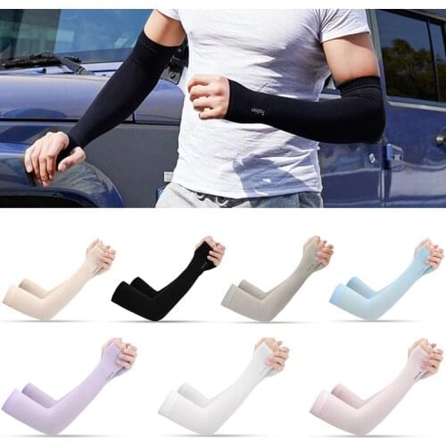 2pcs Sport Arm Sleeves Summer Ice Silk Sunscreen Unisex Uv Sun Protect Anti-slip Sleeve Men Women Gloves Outdoor Driving #W5