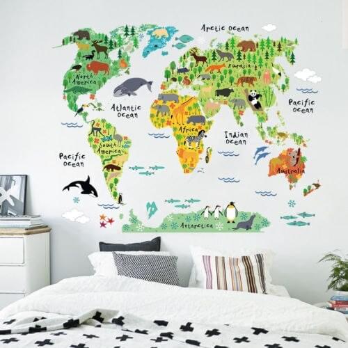2020 New Hot Fashion Great WEAR World map kids room decor Wall sticker wall decals Nursery decor