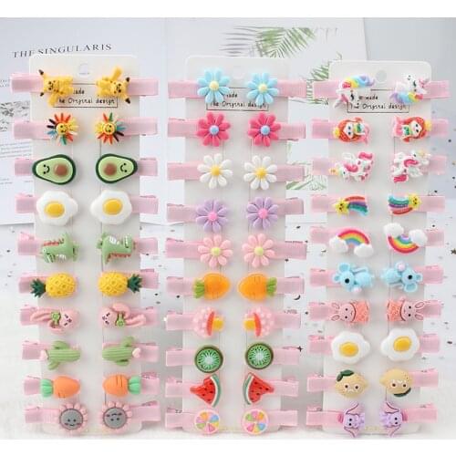 5/10 Pcs Fashion Cartoon Childrens Hair Clip Set Headwear Cute Animal Fabric Hairpin Side Clip Girl Barrette Hair Accessories