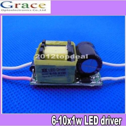 5pcs/lot 6-10 *1W LED driver, inside driver, 6w 7w 8w 9w 10w Driver, 85V-277V input, lamp transformer for DIY