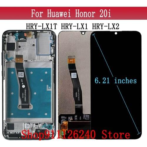 6.21" 1080*2340 Display For Honor 20i HRY-LX1T LX1 LX2 LCD with Touch Screen Replacement Frame 100% Tested For Huawei Honor20i