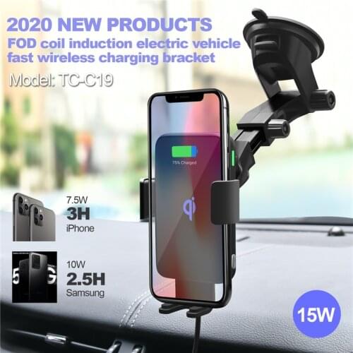 15W Biger Power Auto Wireless Charger IPhone 12 11 XR x8 Samsung S20 S10USB Touch Sensing Mobile Phone Bracket Base
