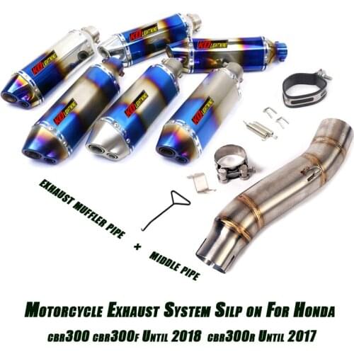 Silp on For Honda CB300F BC300R CBR300 CBR300R Middle Link Tubes Escape Exhaust Muffler Pipe Motorcycle Stainless Set System