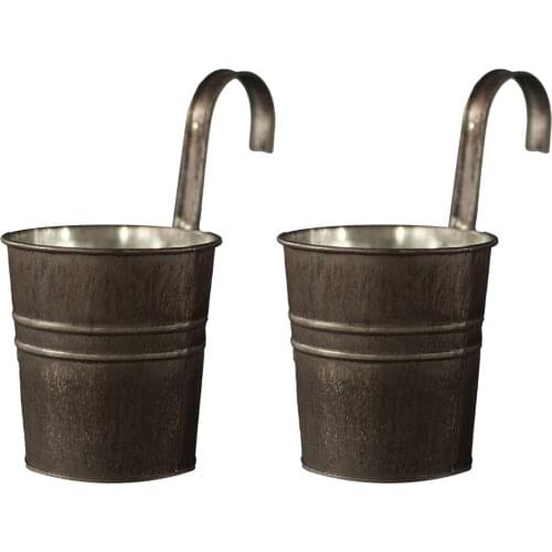 Flower Pots Plant Holders Iron Flowerpot Decor Black Home Outdoor 8x10.5cm Hanging Garden Vintage Balcony Bucket