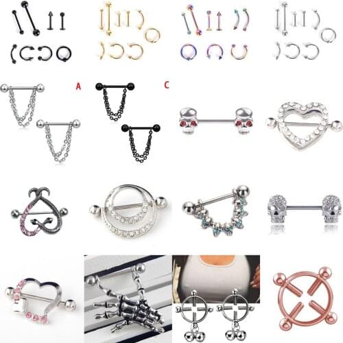 Flower Nipple Piercing Bar 14Gstainless Steel Crystal Nipple Piercing Jewelry Rose Gold Sexy Nipple Shield Pircing Jewelry
