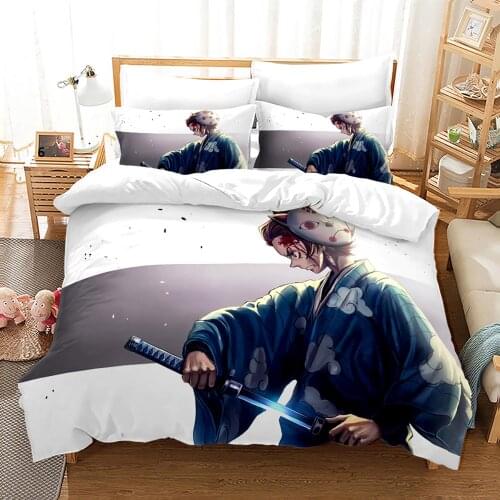 Demon Slayer Bedding Set Single Twin Full Queen King Size Demon Slayer Bed Set Children Kid Bedroom Duvetcover Sets 3D Print 005