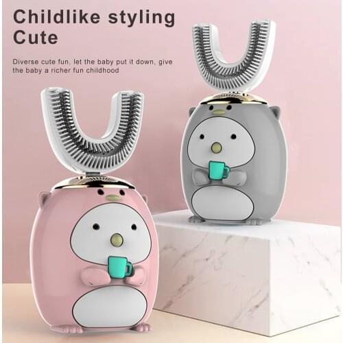 Children Electric Toothbrush with toothbrush case 360 Degrees U shape elektrische tandenborstel Ultrasonic Tooth Brush For Kids