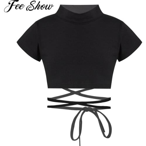 Girls Kids Ballet Tops Girls Short Sleeves T Shirt Crop Top for Stage Performance Sports Gymnastic Daily Wear Ballet Clothes