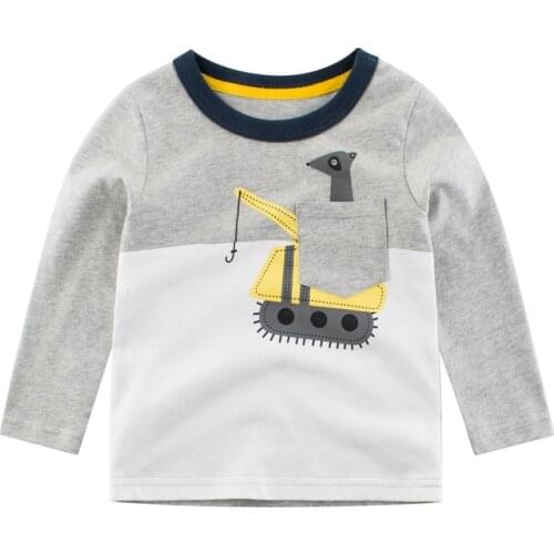 Kids T Shirts Print Car Machine Cartoon Cotton Girls Baby Children Tee Tops Long Sleeve Boys Chothing Clothes New Arrival 2021